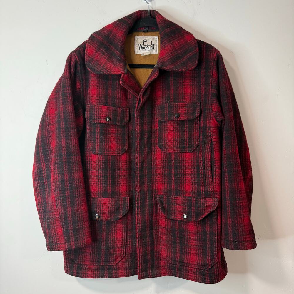 Woolrich Men's Black and Red Plaid Field Jacket